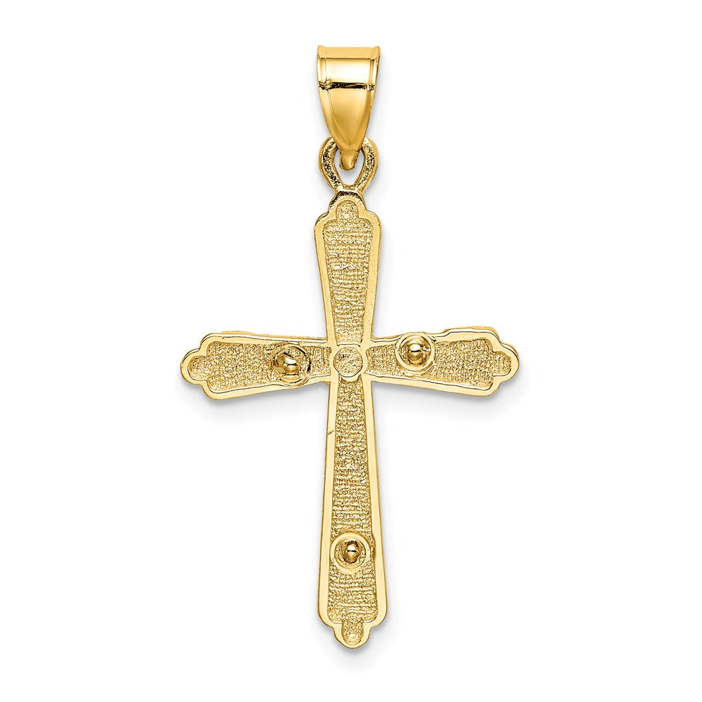 14K Gelbgold Kreuz-Charm mit strukturierter Oberfläche