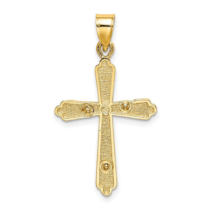 14K Gelbgold Kreuz-Charm mit strukturierter Oberfläche