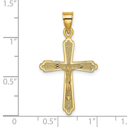 14K Gelbgold Kreuz-Charm mit strukturierter Oberfläche