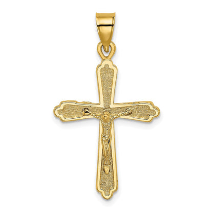 14K Gelbgold Kreuz-Charm mit strukturierter Oberfläche