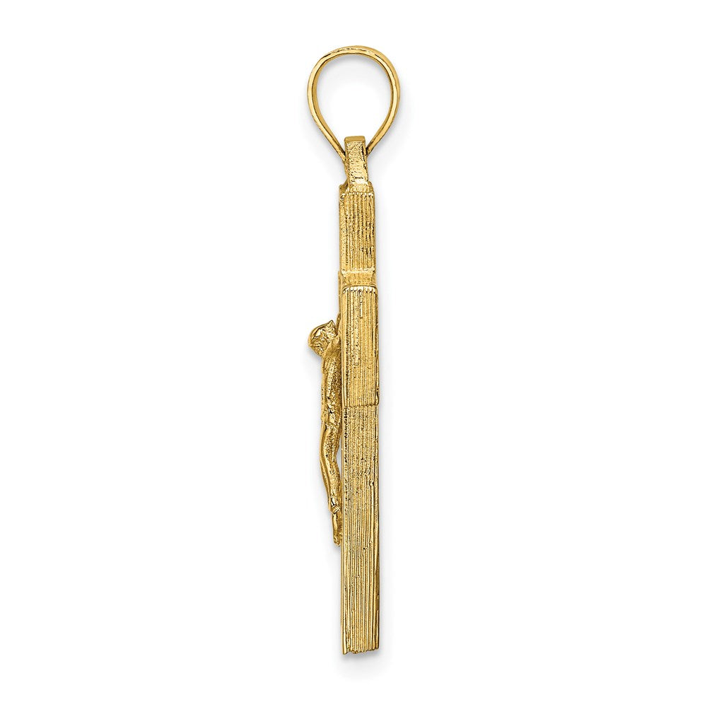 14K Gelbgold Kruzifix-Charm mit Rahmen, texturiert