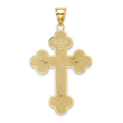 14 Karat Gelbgold Kruzifix-Charm mit geknospten Enden