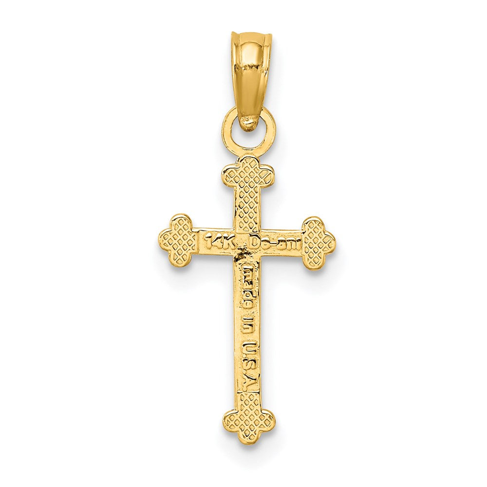 14K Gelbgold Poliert Gekugelt Kreuz