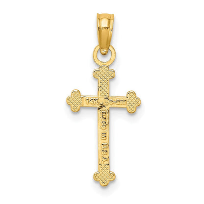 14K Gelbgold Poliert Gekugelt Kreuz