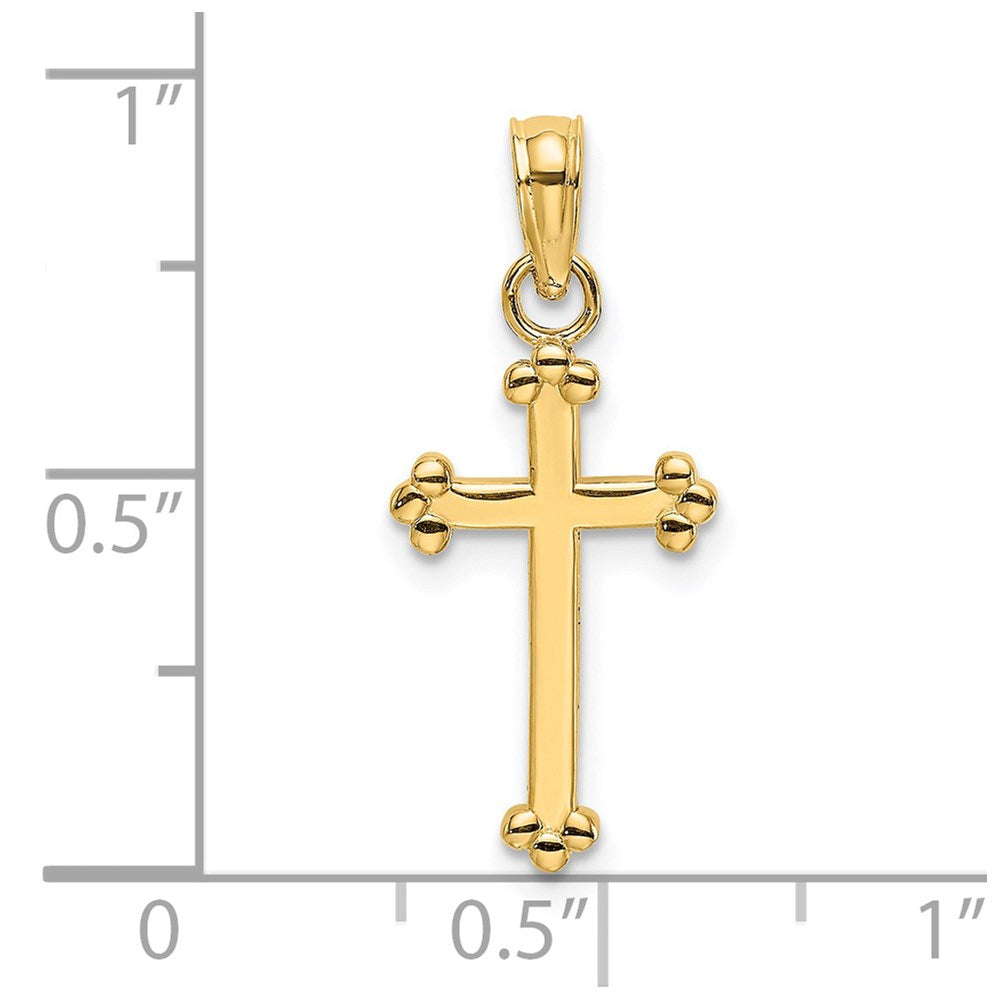 14K Gelbgold Poliert Gekugelt Kreuz