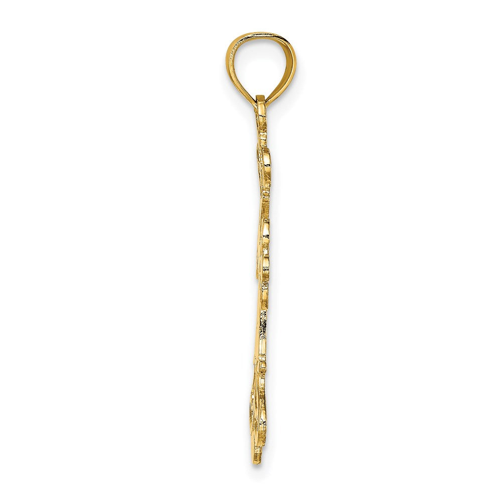 14K Gelbgold Poliert Fantasie Kreuz Charm