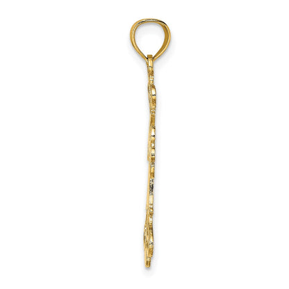 14K Gelbgold Poliert Fantasie Kreuz Charm