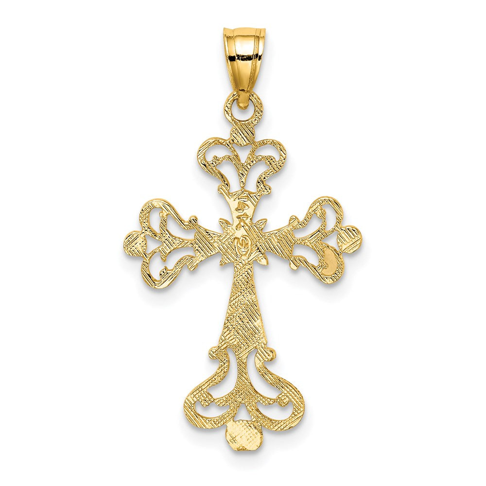 14K Gelbgold Poliert Fantasie Kreuz Charm
