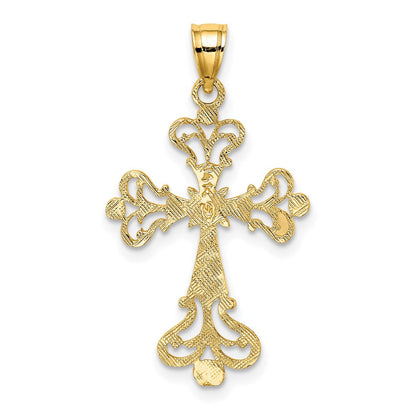 14K Gelbgold Poliert Fantasie Kreuz Charm