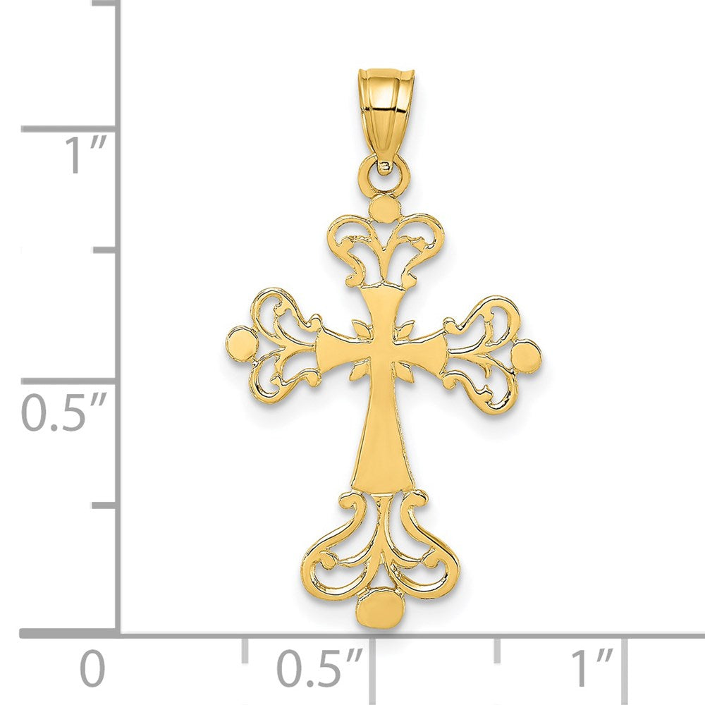 14K Gelbgold Poliert Fantasie Kreuz Charm