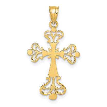 14K Gelbgold Poliert Fantasie Kreuz Charm