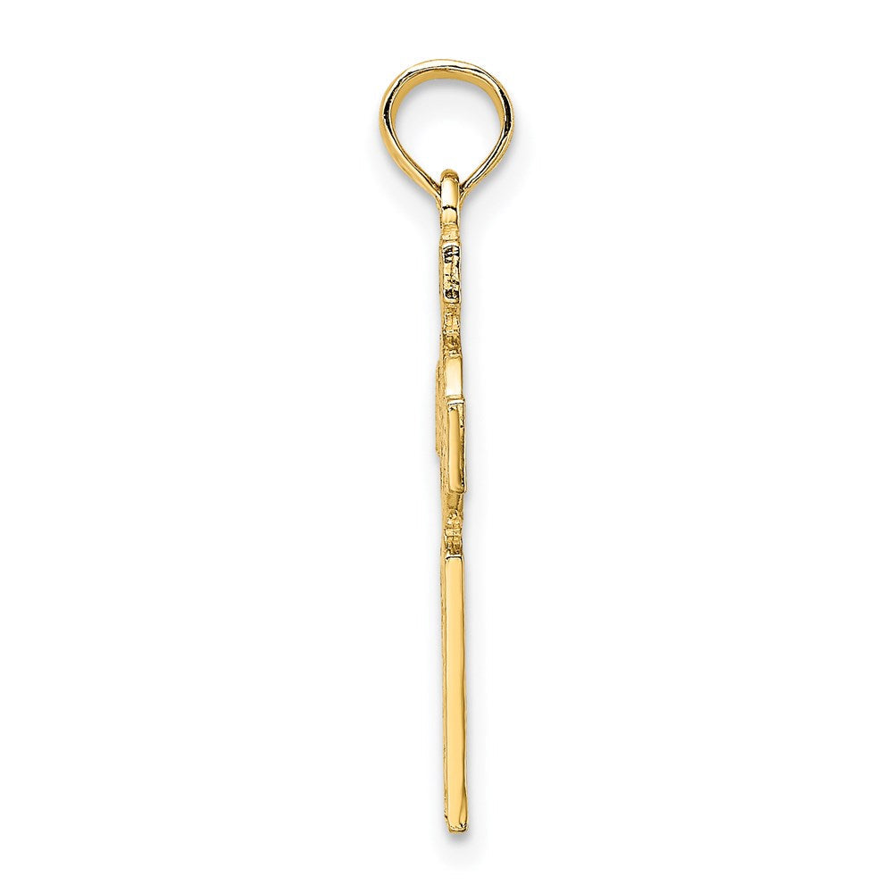 14K Gelbgold Graviert Keltisch Kreuz mit Memoire Kreis Charm