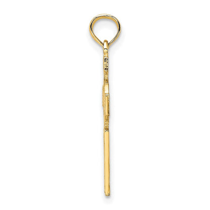 14K Gelbgold Graviert Keltisch Kreuz mit Memoire Kreis Charm