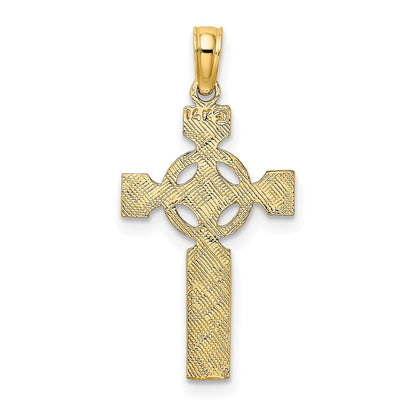 14K Gelbgold Graviert Keltisch Kreuz mit Memoire Kreis Charm