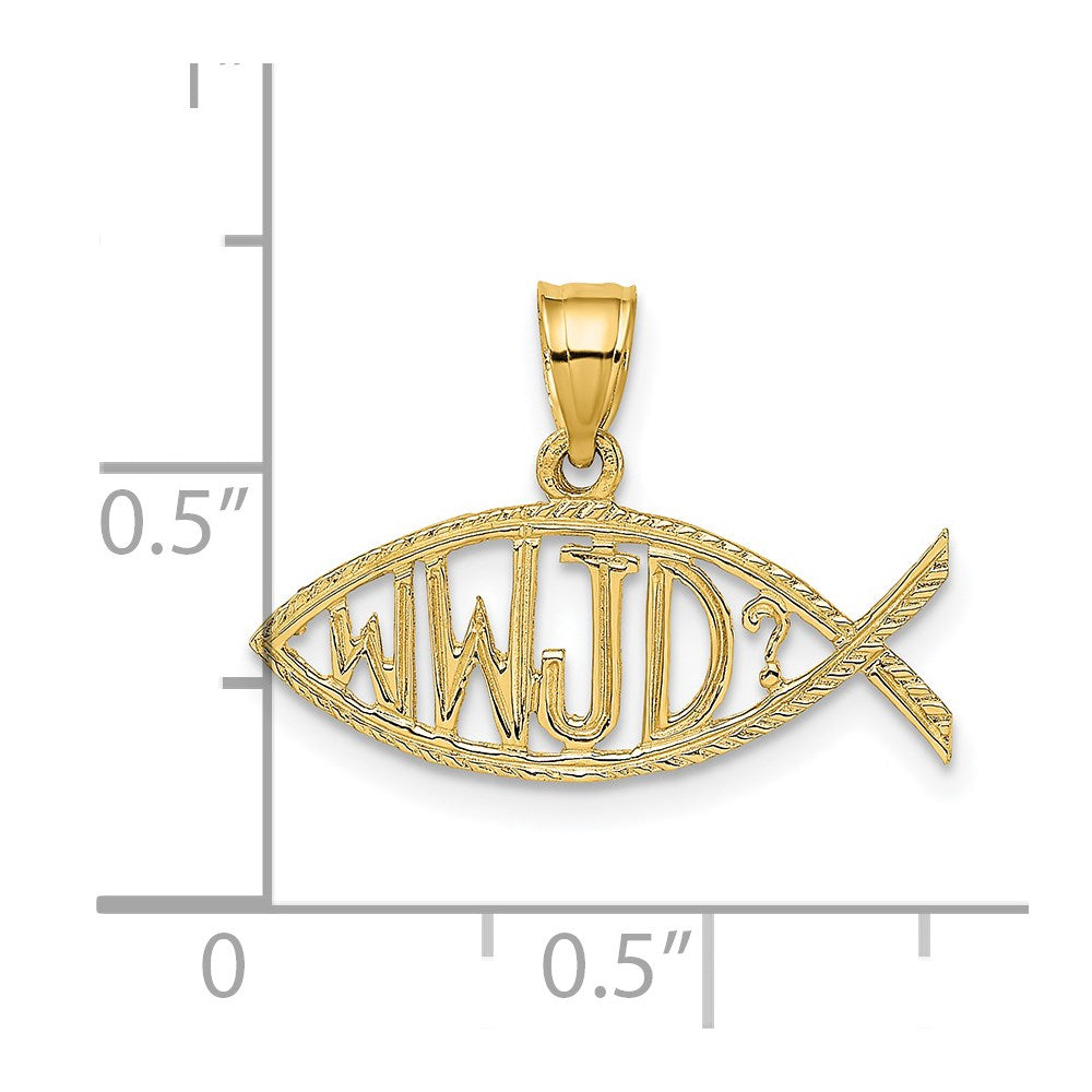 14K Gelbgold Wwjd Ichthus Charm