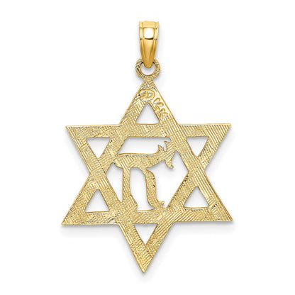 14K Gelbgold Stern Of David mit Chi Mittig Charm