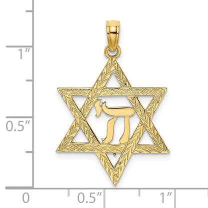 14K Gelbgold Stern Of David mit Chi Mittig Charm