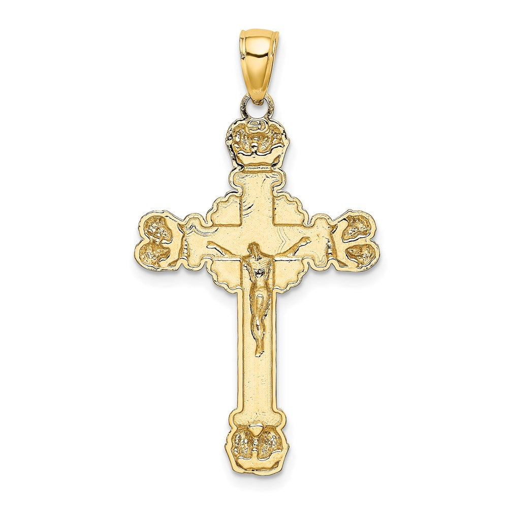 14K Gelbgold Kruzifix-Anhänger mit Sonnenstrahlen-Charm
