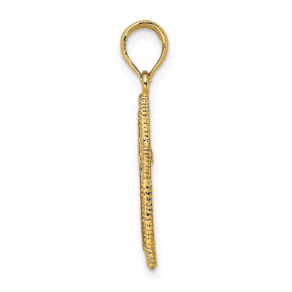 14K Gelbgold Kreuz mit Strukturiert Rand Design Charm