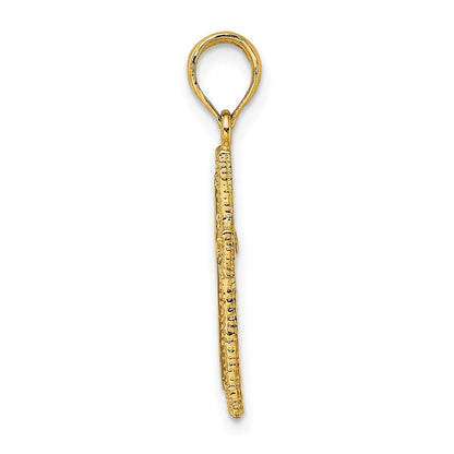 14K Gelbgold Kreuz mit Strukturiert Rand Design Charm
