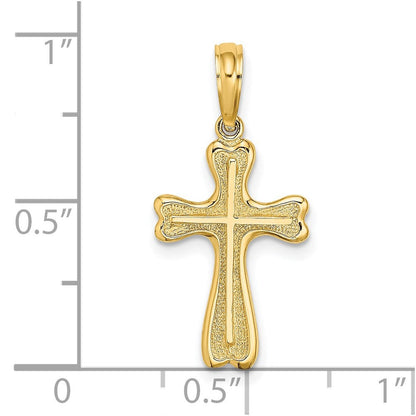 14K Gelbgold Kreuz mit Strukturiert Herz Edges Design Charm