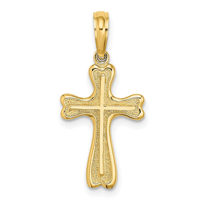 14K Gelbgold Kreuz mit Strukturiert Herz Edges Design Charm