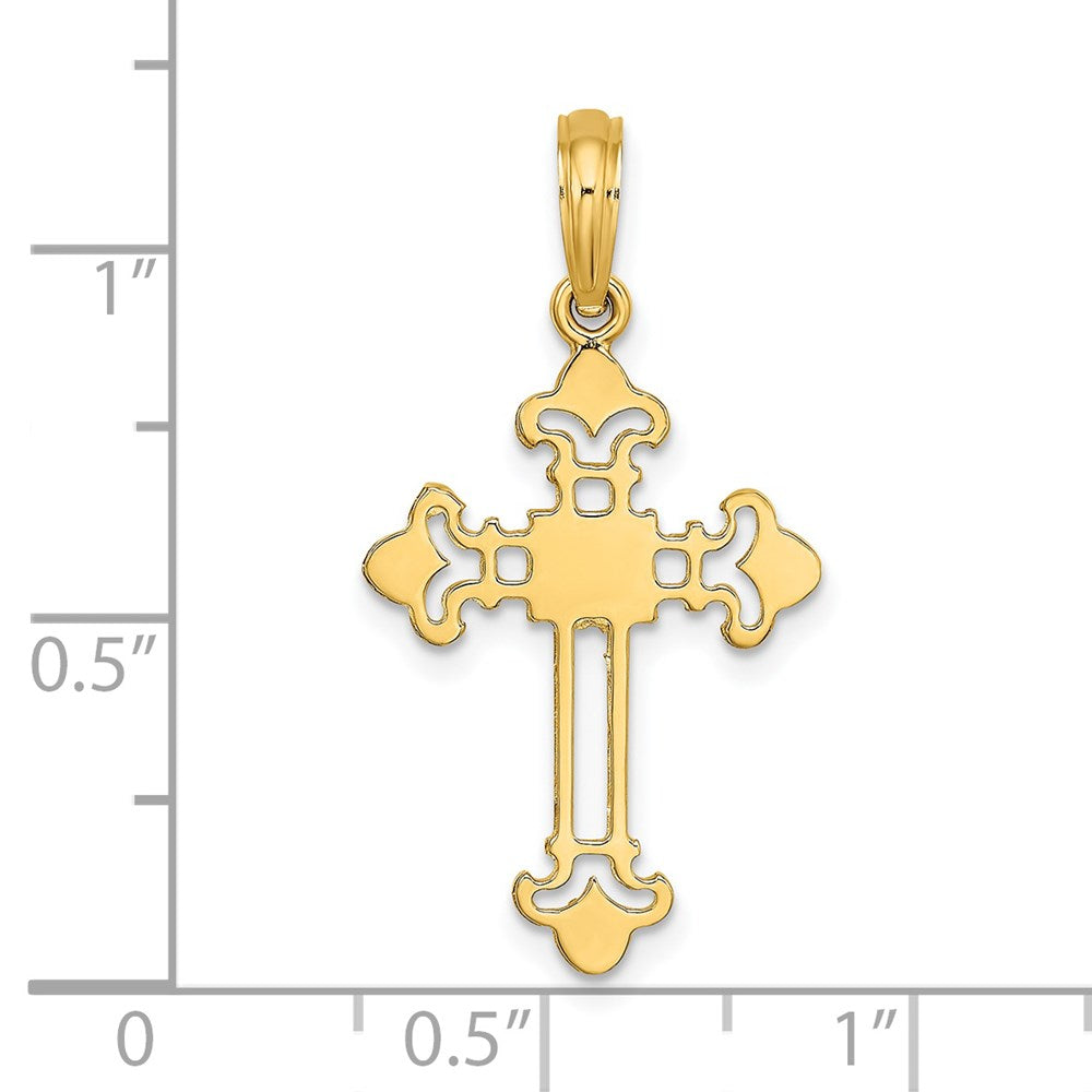 14K Gelbgold Knospend Kreuz Charm