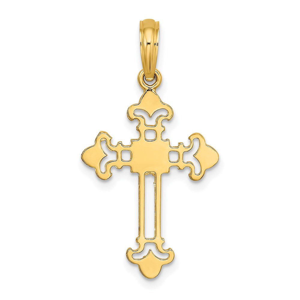 14K Gelbgold Knospend Kreuz Charm