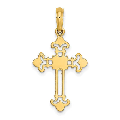 14K Gelbgold Knospend Kreuz Charm