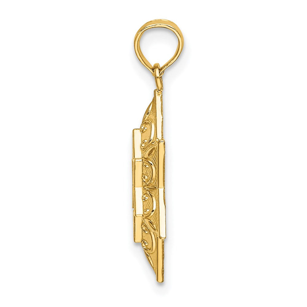 14K Gelbgold Strukturiert Stern Of David Charm