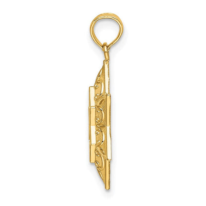 14K Gelbgold Strukturiert Stern Of David Charm