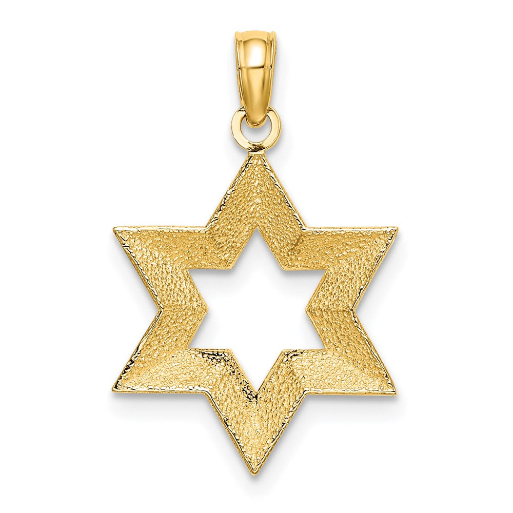 14K Gelbgold Strukturiert Stern Of David Charm
