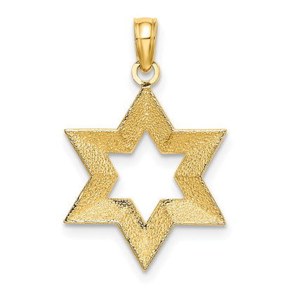 14K Gelbgold Strukturiert Stern Of David Charm