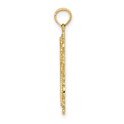 14K Gelbgold Kreuz mit Filigran Lace Zierde Charm