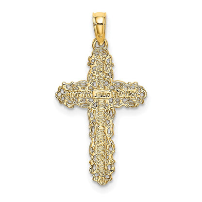 14K Gelbgold Kreuz mit Filigran Lace Zierde Charm