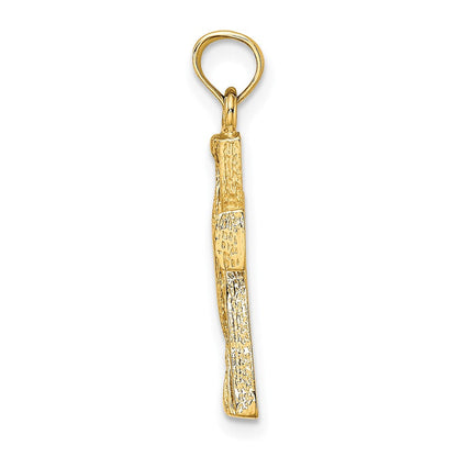 14K Gelbgold Ausgeschnitten Kreuz mit Dreieck Ends Charm