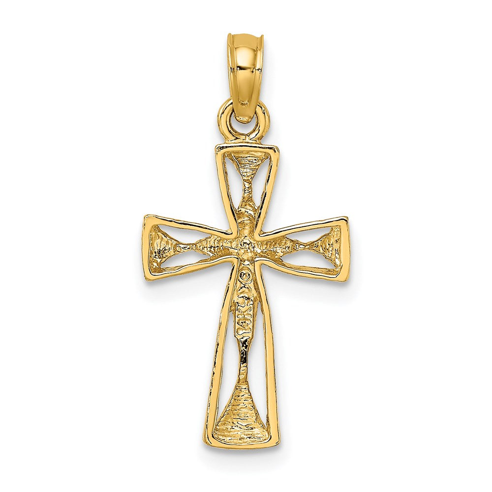 14K Gelbgold Ausgeschnitten Kreuz mit Dreieck Ends Charm