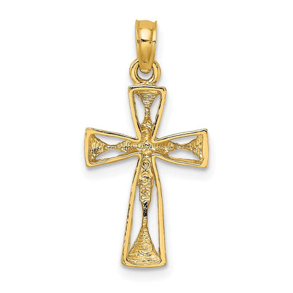 14K Gelbgold Ausgeschnitten Kreuz mit Dreieck Ends Charm