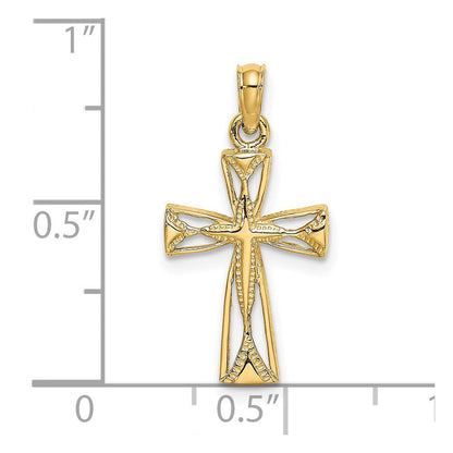 14K Gelbgold Ausgeschnitten Kreuz mit Dreieck Ends Charm