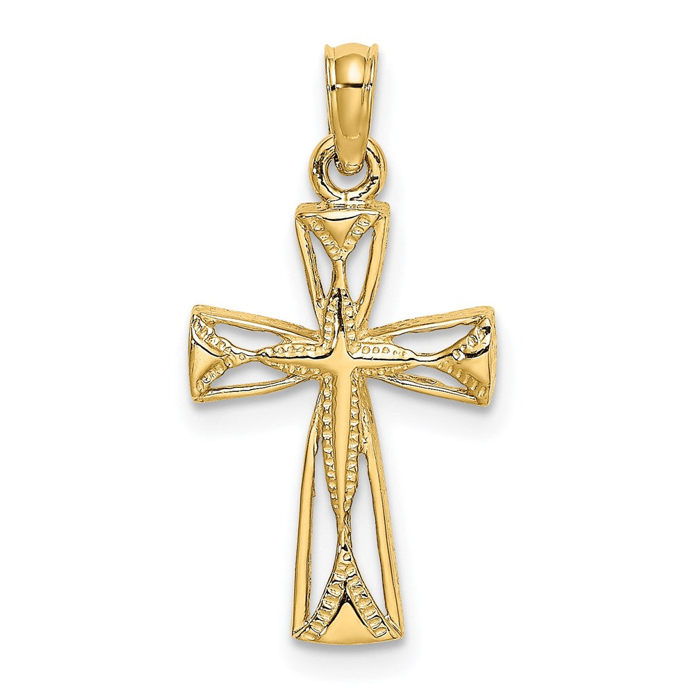 14K Gelbgold Ausgeschnitten Kreuz mit Dreieck Ends Charm