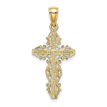 14K Gelbgold Kreuz-Charm mit Spitzenbesatz