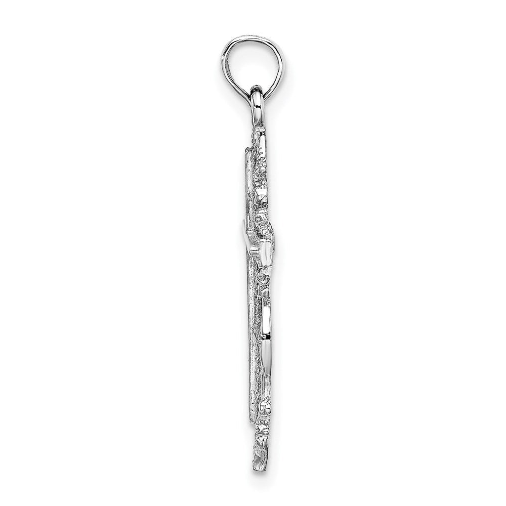 14K Weißgold Kreuz-Charm mit Spitzenbesatz