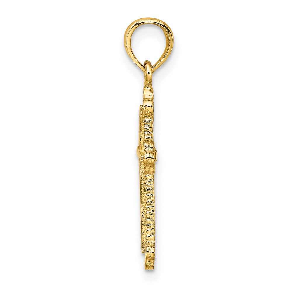 14K Gelbgold Kreuz mit Spade Tip Edges Charm