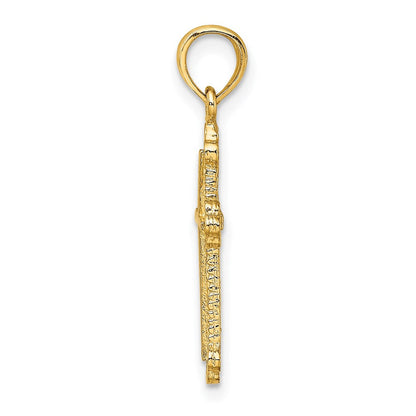 14K Gelbgold Kreuz mit Spade Tip Edges Charm