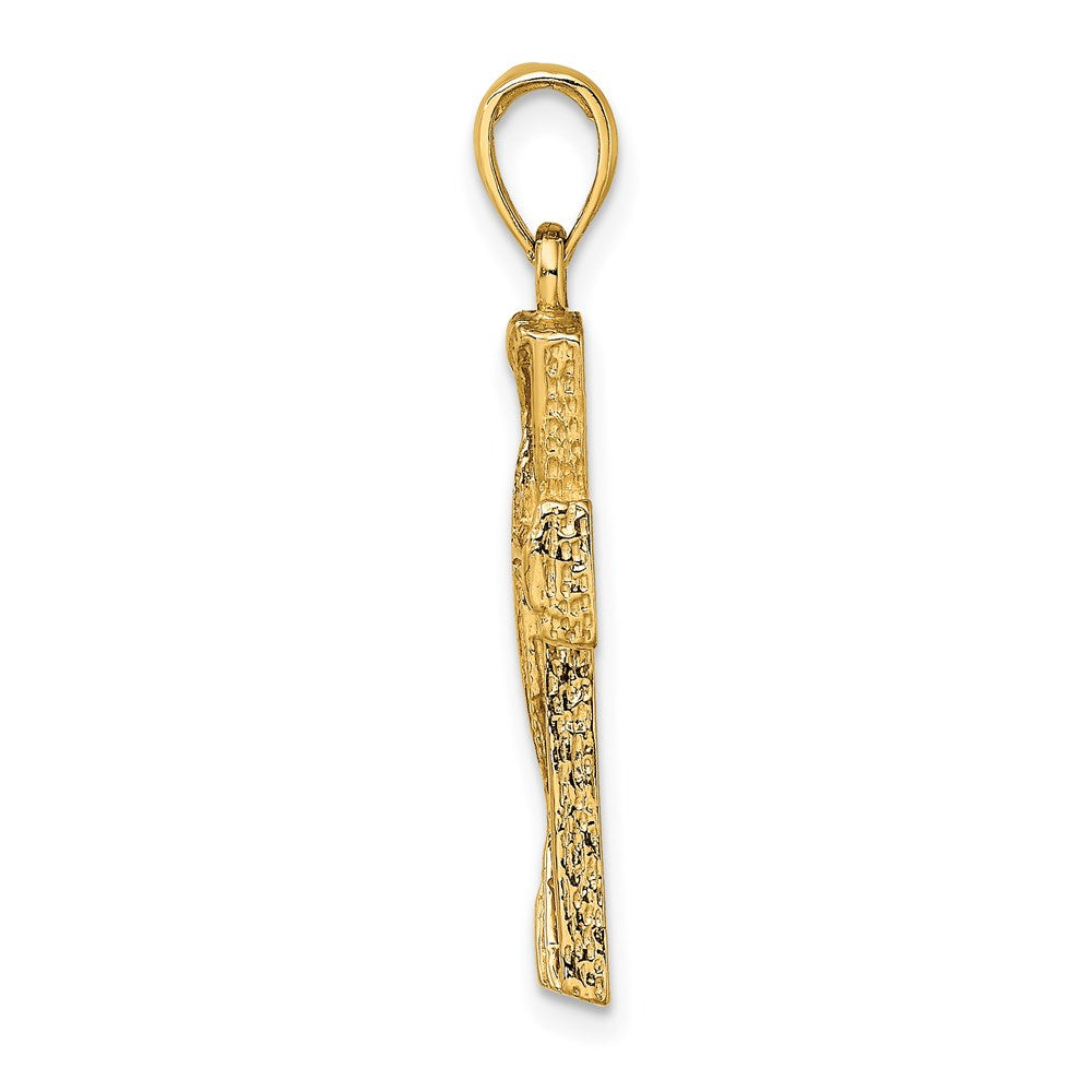 14K Gelbgold Kreuz-Charm, poliert, mit Cut-Out-Design