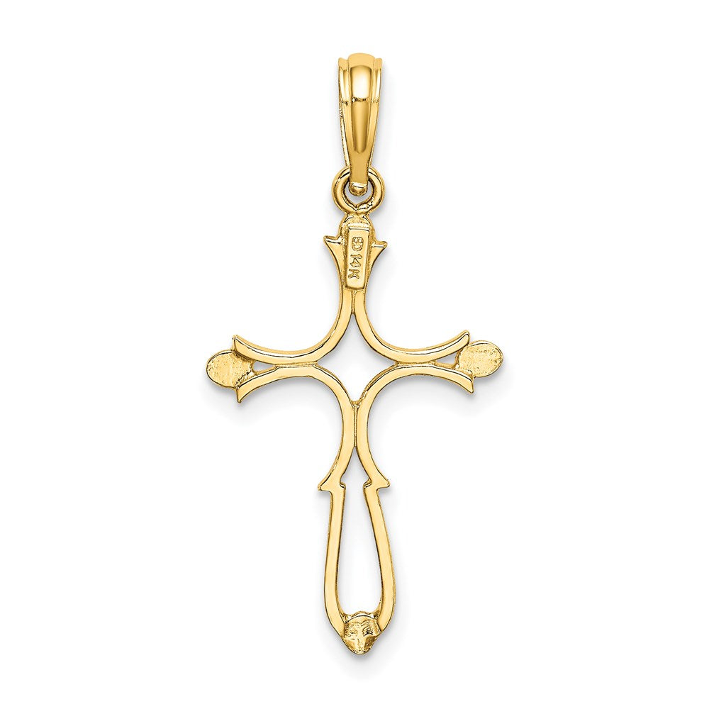 14K Gelbgold Kreuz Ausgeschnitten und Poliert Charm