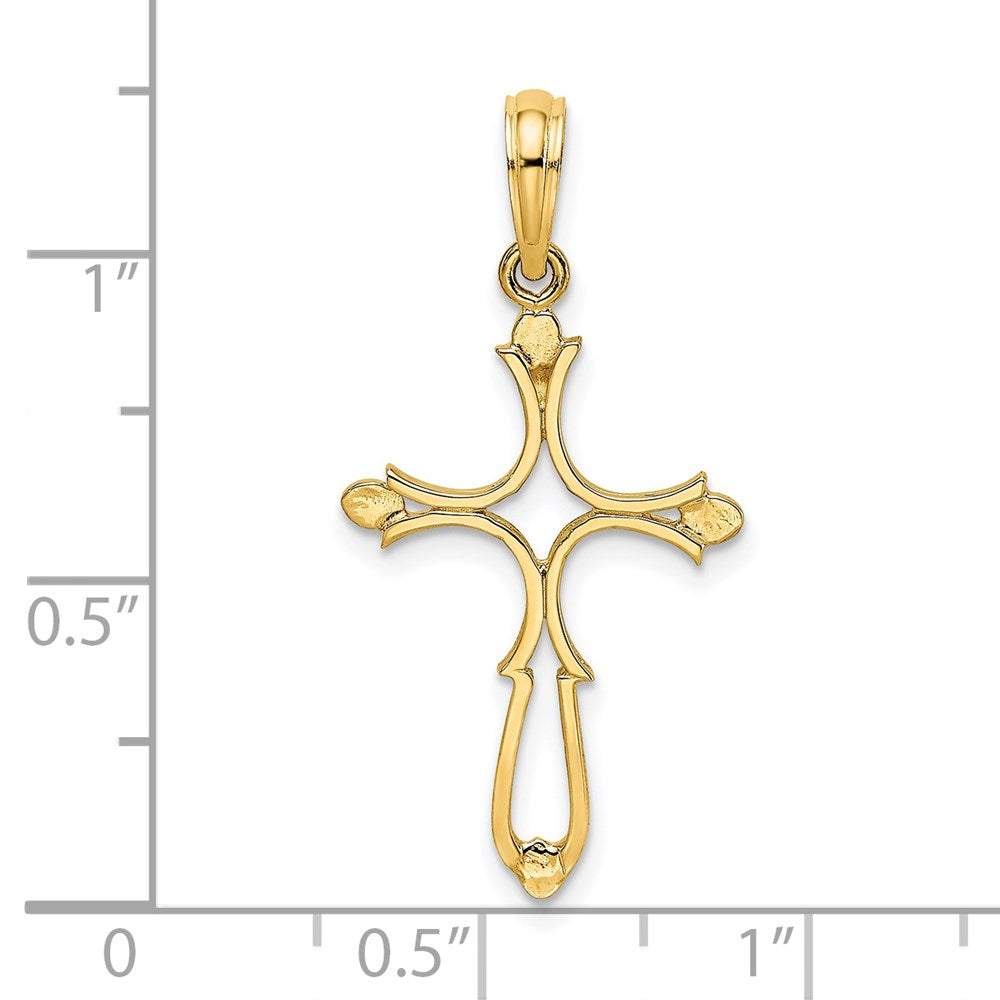 14K Gelbgold Kreuz Ausgeschnitten und Poliert Charm