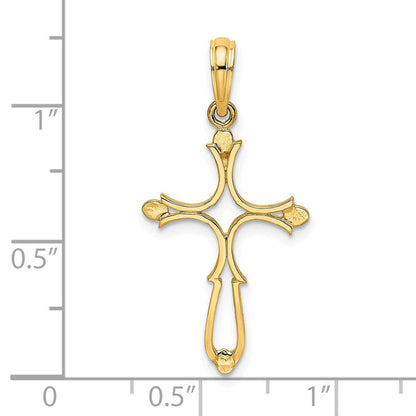 14K Gelbgold Kreuz Ausgeschnitten und Poliert Charm