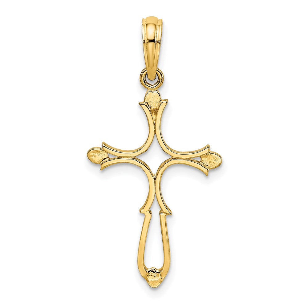 14K Gelbgold Kreuz Ausgeschnitten und Poliert Charm