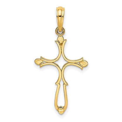 14K Gelbgold Kreuz Ausgeschnitten und Poliert Charm